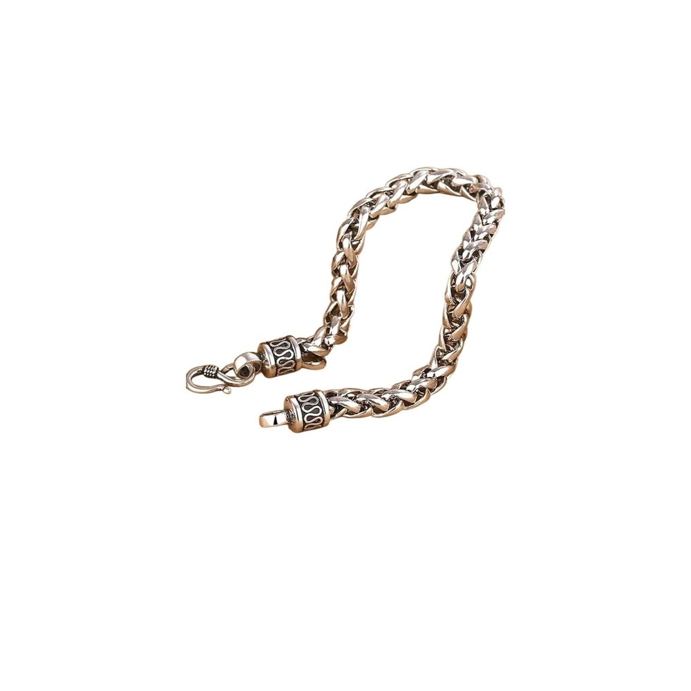Mens‎ Silver Chain Bracelet Chunky Braided Link Heavy Stainless Steel